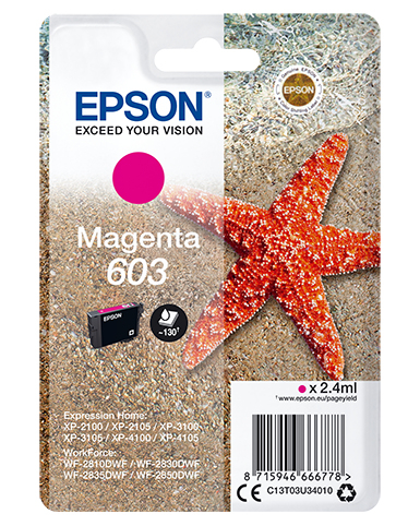 Epson 603 (Starfish) Magenta Ink Cartridge (C13T03U34010) 