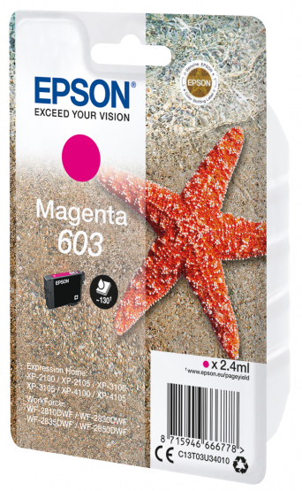 Epson 603 (Starfish) Magenta Ink Cartridge (C13T03U34010) 