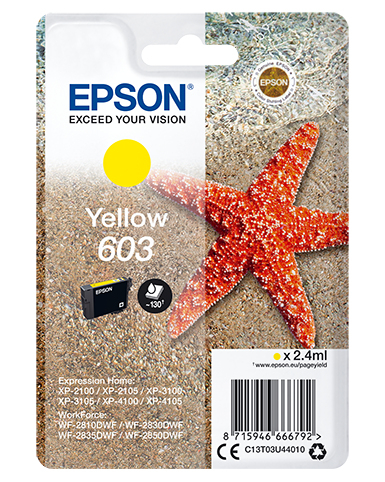 Epson 603 (Starfish) Yellow Ink Cartridge (C13T03U44010) 