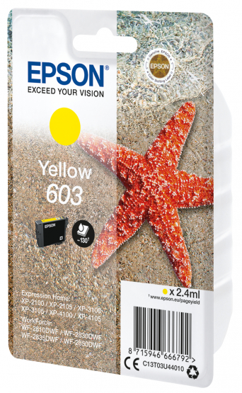 Epson 603 (Starfish) Yellow Ink Cartridge (C13T03U44010) 