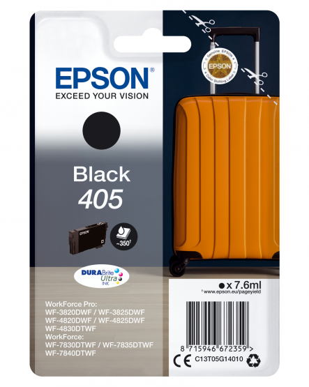 Epson 405 (Suitcase) Black Ink Cartridge - DURABrite Ultra Ink (C13T05G14010) 