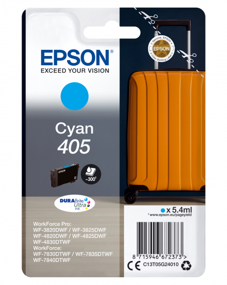Epson 405 (Suitcase) Cyan Ink Cartridge - DURABrite Ultra Ink (C13T05G24010) 