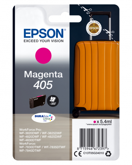 Epson 405 (Suitcase) Magenta Ink Cartridge - DURABrite Ultra Ink(C13T05G34010) 
