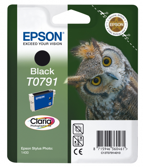 Epson T0791 (Owl) Black Ink Cartridge - Claria Photographic Ink (C13T07914010) 