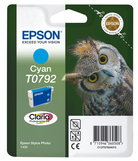 Epson T0792 (Owl) Cyan Ink Cartridge - Claria Photographic Ink (C13T07924010) 