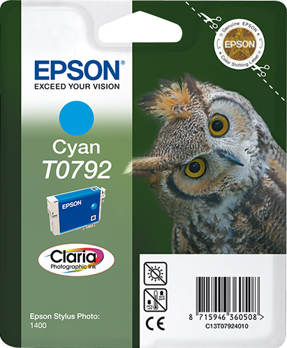 Epson T0792 (Owl) Cyan Ink Cartridge - Claria Photographic Ink (C13T07924010) 