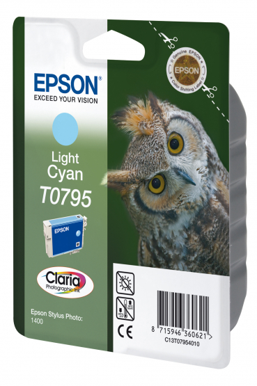 Epson T0795 (Owl) Light Cyan Ink Cartridge - Claria Photographic Ink (C13T07954010) 