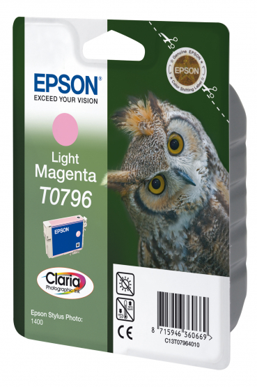 Epson T0796 (Owl) Light Magenta Ink Cartridge - Claria Photographic Ink (C13T07964010) 