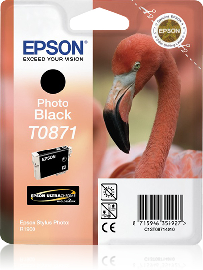 Epson T0871 (Flamingo) Photo Black Ink Cartridge - Ultra Gloss (C13T08714010) 