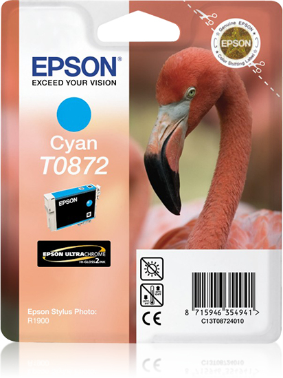 Epson T0872 (Flamingo) Cyan Ink Cartridge - Ultra Gloss (C13T08724010) 
