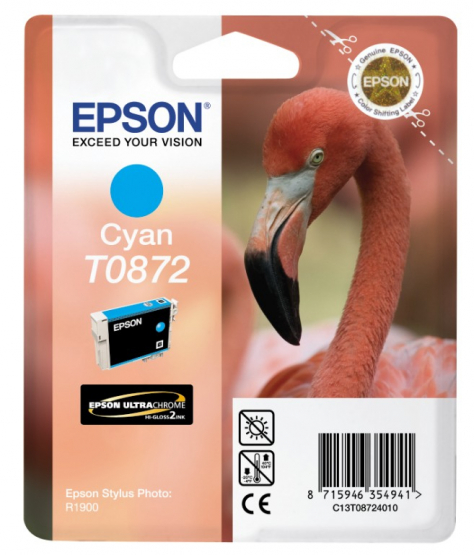 Epson T0872 (Flamingo) Cyan Ink Cartridge - Ultra Gloss (C13T08724010) 