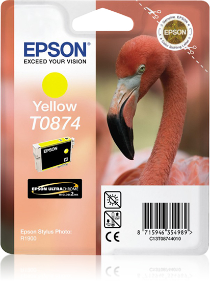 Epson T0874 (Flamingo) Yellow Ink Cartridge - Ultra Gloss (C13T08744010) 