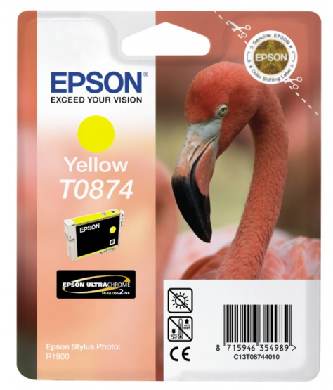 Epson T0874 (Flamingo) Yellow Ink Cartridge - Ultra Gloss (C13T08744010) 