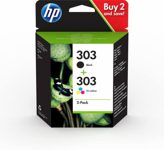HP 303 2-pack Black/Tri-Colour Original Ink Cartridge - Cyan, Magenta, Yellow (3YM92AE) 