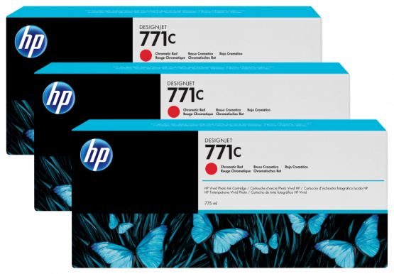 HP 771C Chromatic Red DesignJet Ink Cartridge (3 Pack) (B6Y32A) 