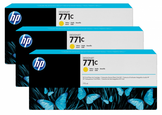 HP 771C Yellow DesignJet Ink Cartridge (3 Pack) (B6Y34A) 