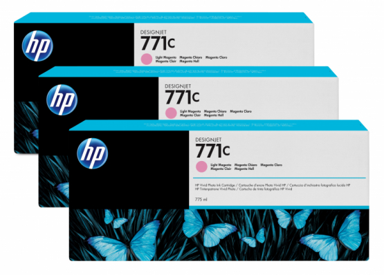HP 771C Light Magenta DesignJet Ink Cartridge (3 Pack) (B6Y35A) 