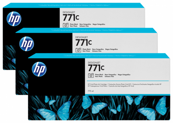 HP 771C Photo Black DesignJet Ink Cartridge (3 Pack) (B6Y37A) 