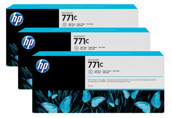 HP 771C Light Gray DesignJet Ink Cartridge (3 Pack) (B6Y38A) 