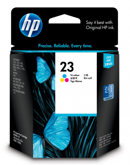 HP 23 Tri-Colour Original Ink Cartridge - Cyan, Magenta, Yellow (C1823D) 