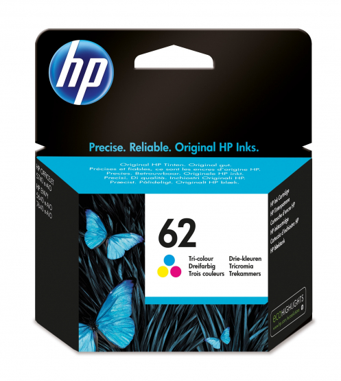HP 62 Tri-Colour Original Ink Cartridge - Cyan, Magenta, Yellow (C2P06AE) 
