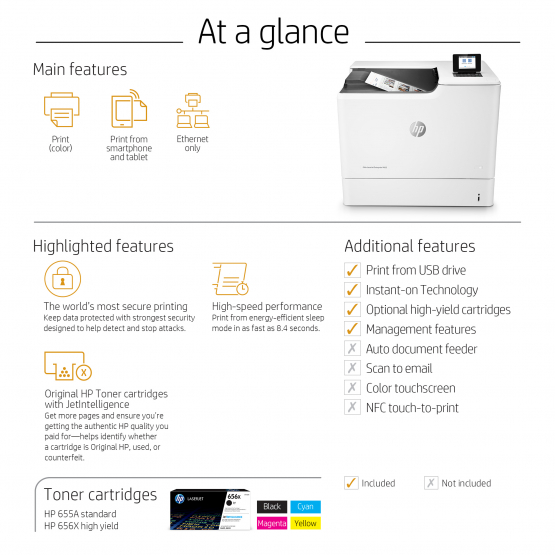HP Color LaserJet Enterprise M652n Printer (J7Z98A#B19) 
