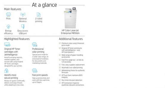 HP Color LaserJet Enterprise M856dn Printer (T3U51A#B19) 
