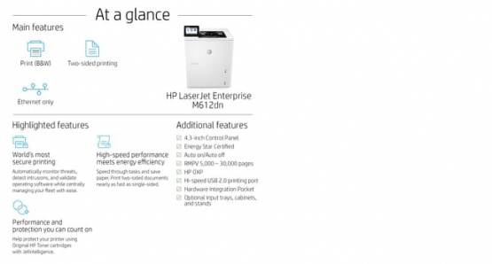 HP LaserJet Enterprise M612dn Printer (7PS86A#B19) 