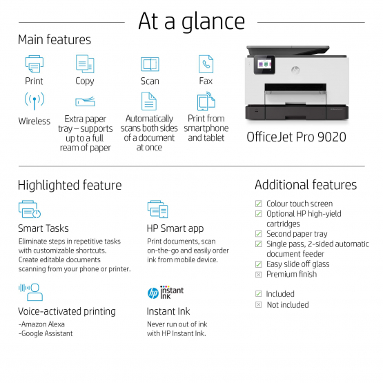 HP OfficeJet Pro 9020 Inkjet Printer (1MR78B#A80) 