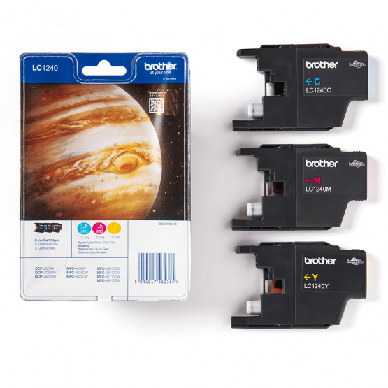 Brother LC-1240 Ink Cartridges Tri-Colour - Cyan, Magenta, Yellow (LC1240RBWBP) 