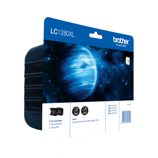 Brother LC-1280XL Black Ink Cartridge - High Capacity (LC1280XLBKBP2) 