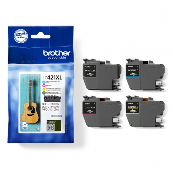 Brother LC421XL Ink Cartridge Mutli-Pack - Black, Cyan, Magenta, Yellow - High Capacity (LC421XLVAL) 