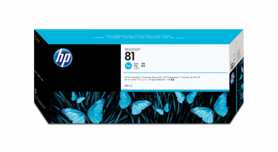 HP 81 Cyan Original DesignJet Ink Cartridge (C4931A) 