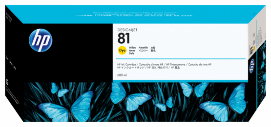 HP 81 Yellow Original DesignJet Ink Cartridge (C4933A) 