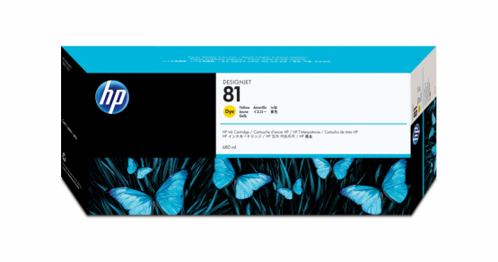 HP 81 Yellow Original DesignJet Ink Cartridge (C4933A) 