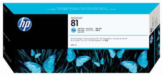 HP 81 Light Cyan Original DesignJet Ink Cartridge (C4934A) 