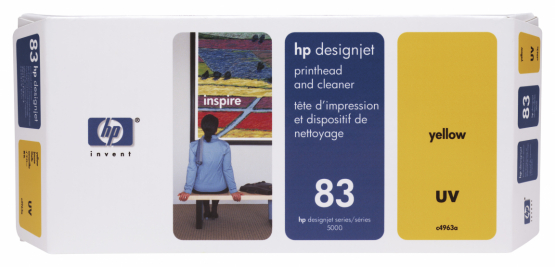 HP 83 Yellow Original DesignJet UV Printhead and Printhead Cleaner(C4963A) 