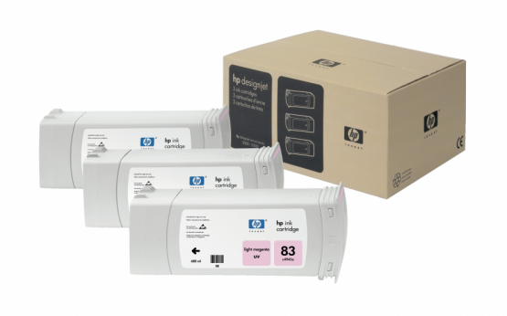 HP 83 Light Magenta Original DesignJet UV Ink Cartridge (3 Pack)(C5077A) 