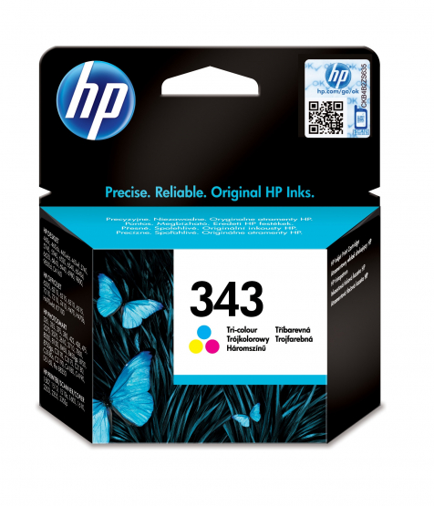 HP 343 Tri-Colour Original Ink Cartridge - Cyan, Magenta, Yellow (C8766EE) 