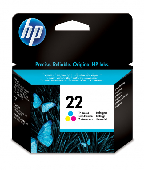 HP 22 Tri-Colour Original Ink Cartridge - Cyan, Magenta, Yellow (C9352AE) 