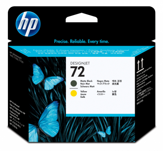 HP 72 Matte Black and Yellow Orignal DesignJet Printhead (C9384A) 