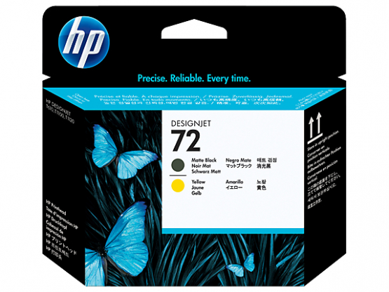 HP 72 Matte Black and Yellow Orignal DesignJet Printhead (C9384A) 