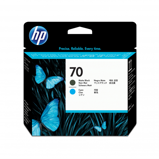 HP 70 Matte Black and Cyan Original DesignJet Printhead (C9404A) 