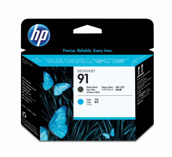HP 91 Matte Black and Cyan Original DesignJet Printhead (C9460A) 