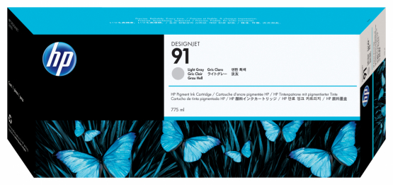 HP 91 Light Gray Original DesignJet Pigment Ink Cartridge (C9466A) 