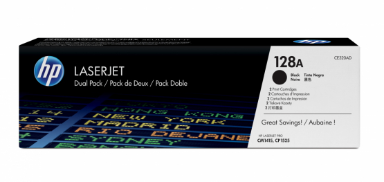 HP 128A Black Original Toner Cartridge (2 Pack) (CE320AD) 