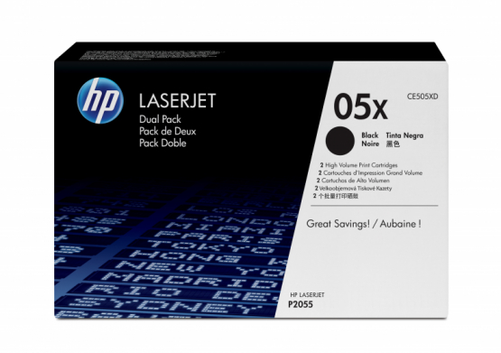 HP 05XBlack Original Toner Cartridge (2 Pack)- High Capacity (CE505XD) 