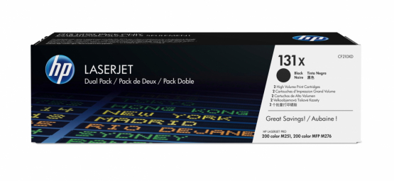 HP 131X Black Original Toner Cartridge (2 Pack) - High Capacity (CF210XD) 