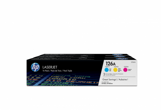 HP 126A 3-pack Cyan/Magenta/Yellow Original Toner Cartridge (CF341A) 
