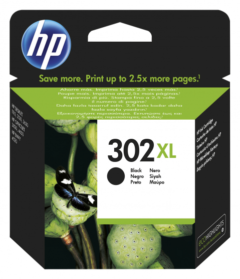 HP 302XL Black Original Ink Cartridge - High Capacity (F6U68AE) 